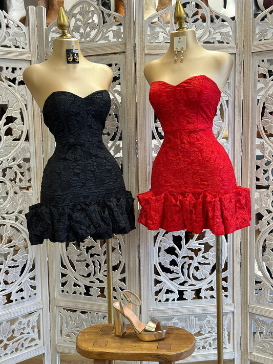 Scrunched Strapless Mini Dress