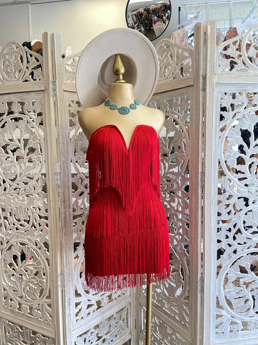 Red Fringe Dress