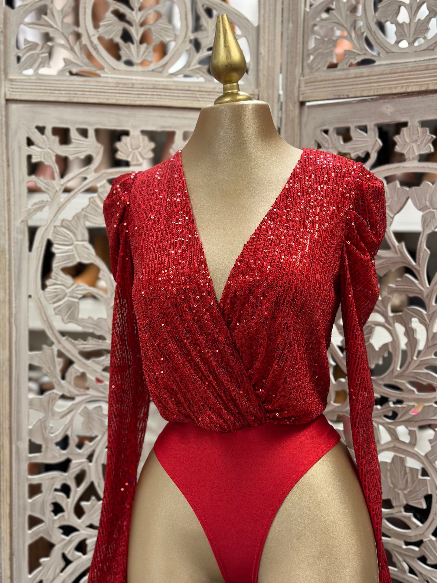 Wrapped Sequi Red Bodysuito