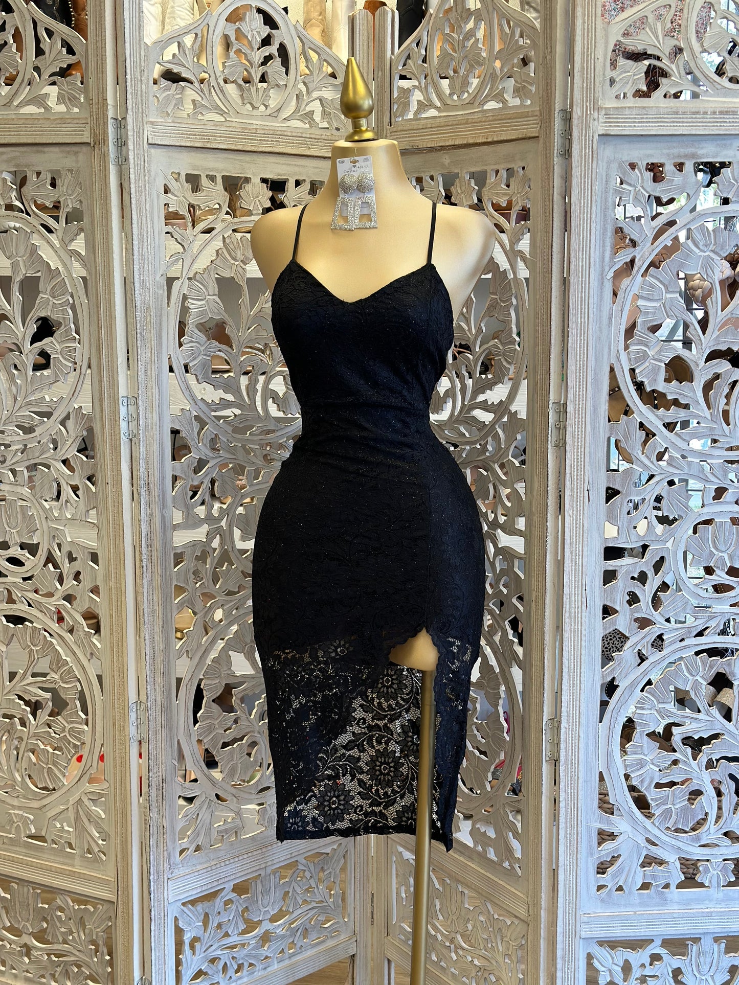 Crossback Black Lace Dress