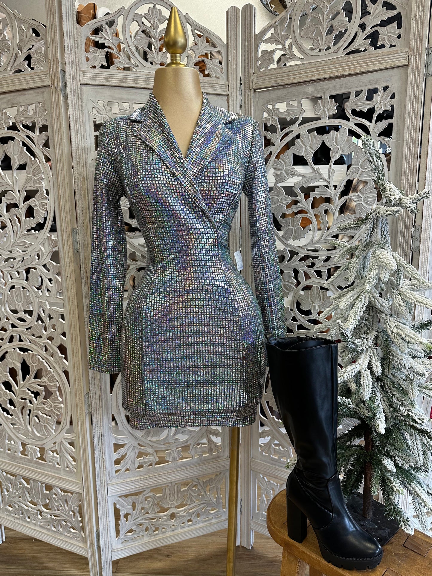 Holographic Blazer Dress