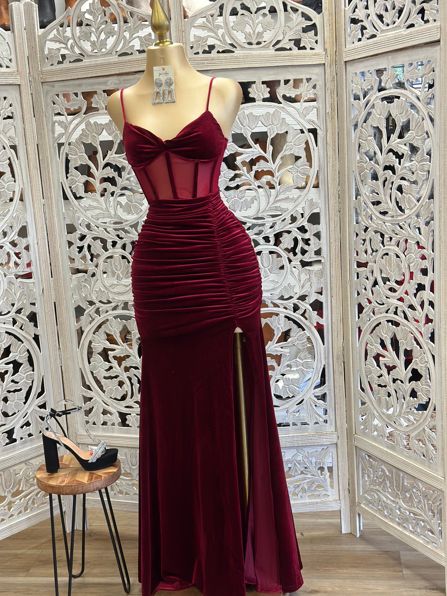 Burgundy Velvet Corset Gown