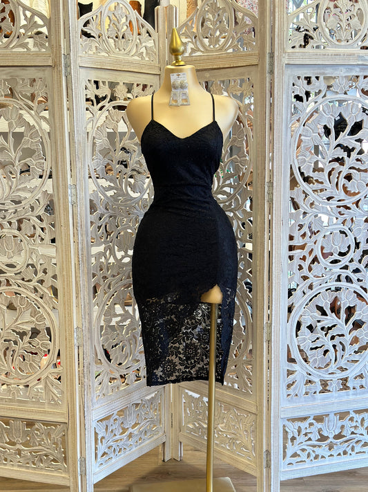 Crossback Black Lace Dress