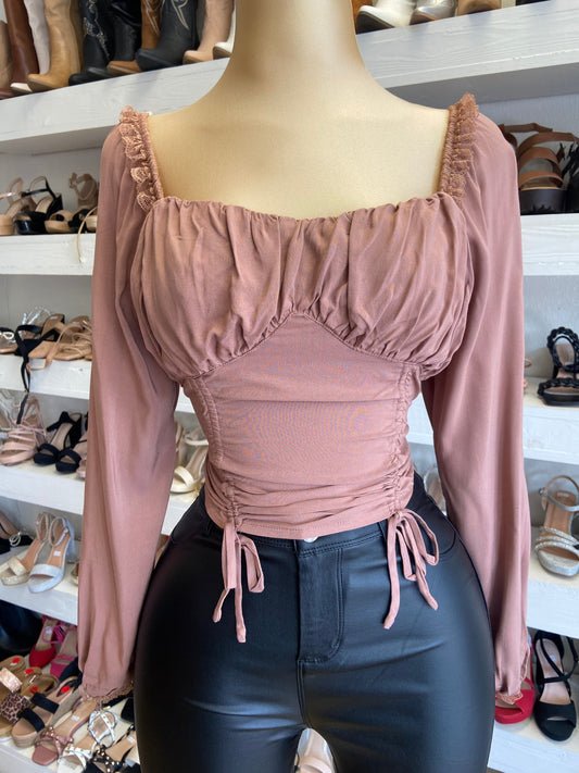 Mocha Ruched Blouse