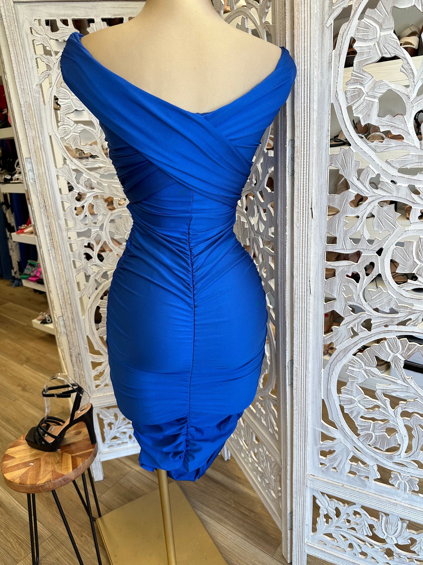 Royal Blue Wrapped Scrunched Dress