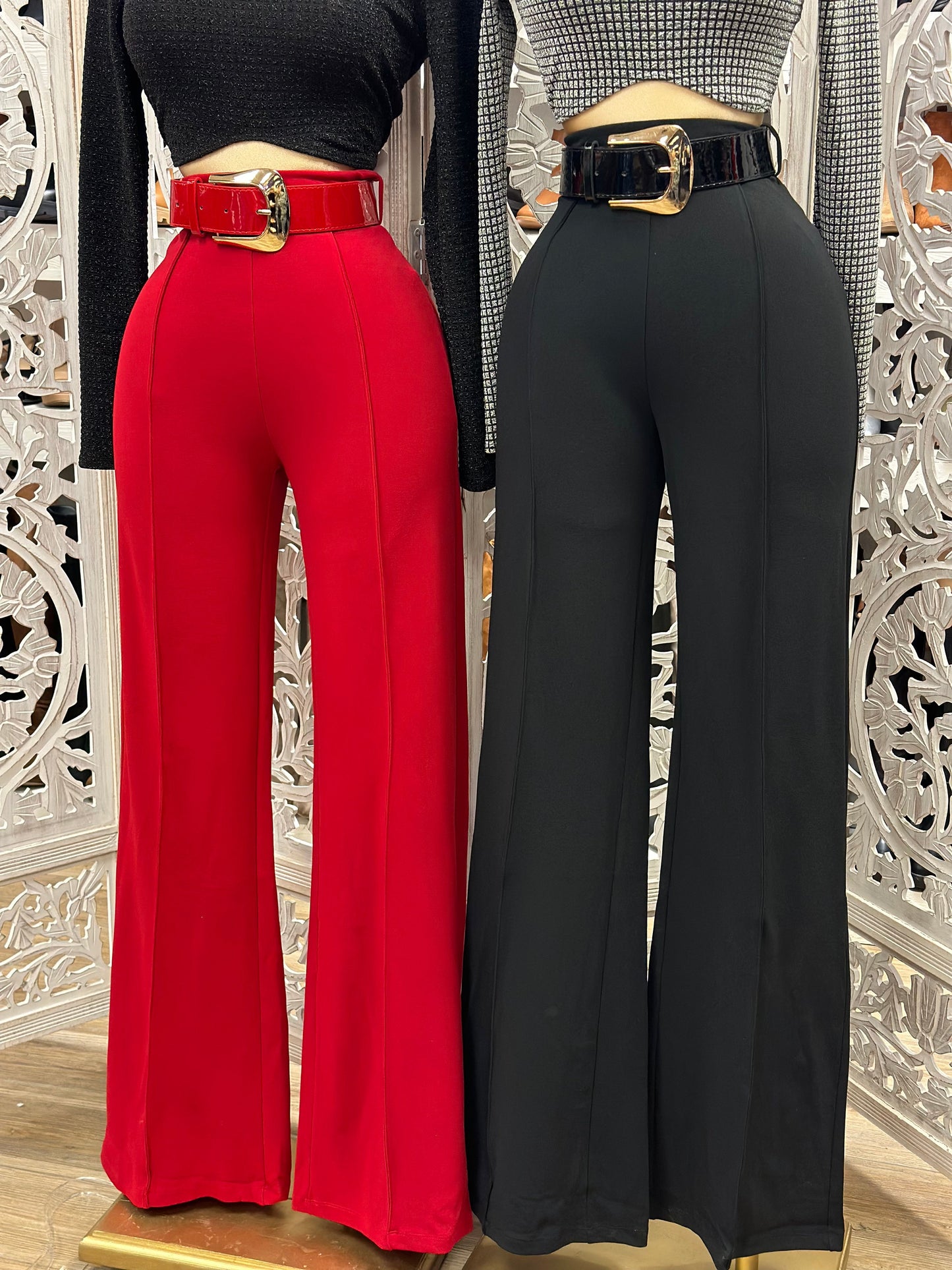 Wide Leg Belted Pants