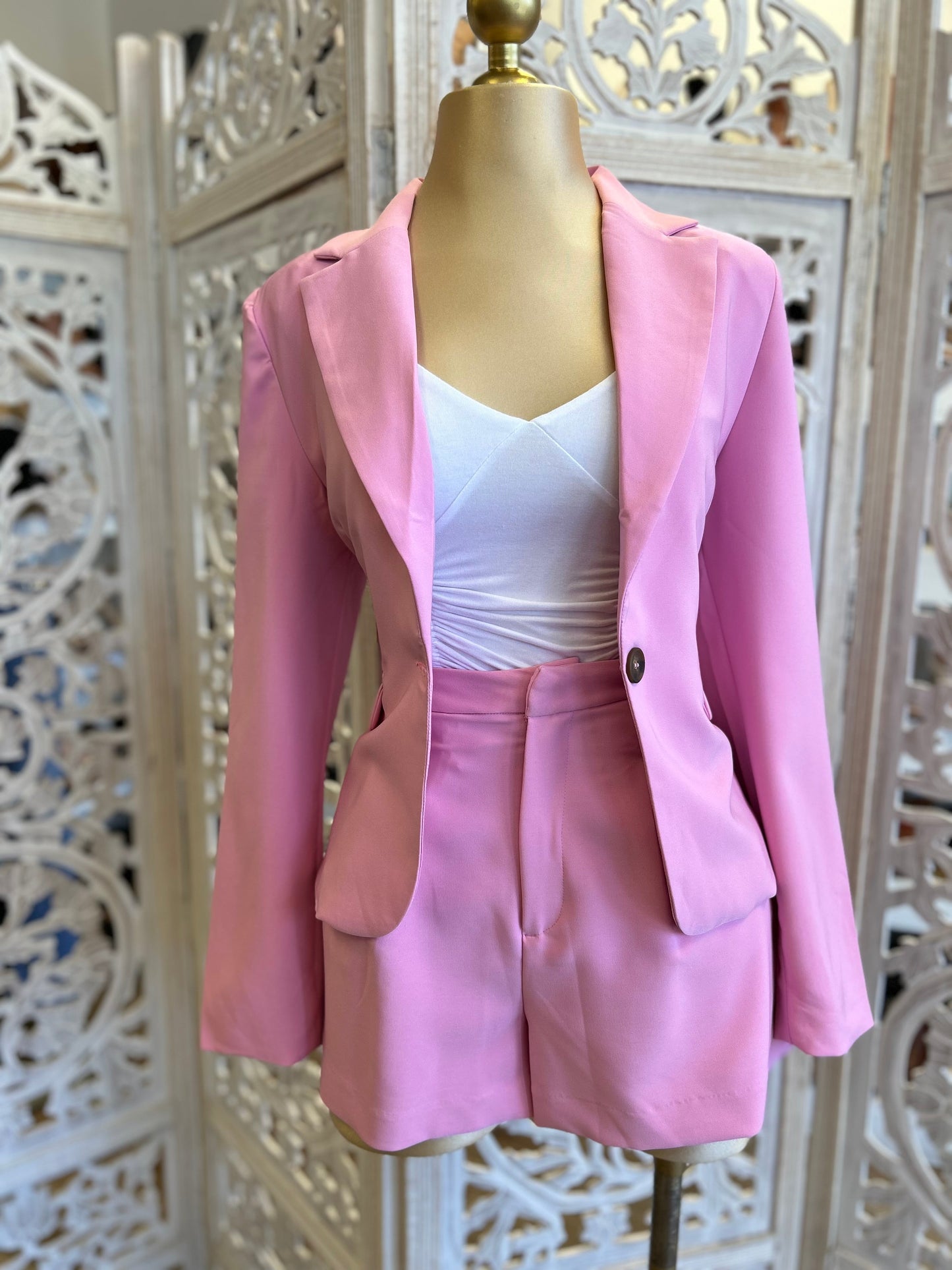 Bubblegum Blazer and Shorts Set- Not Stretchy