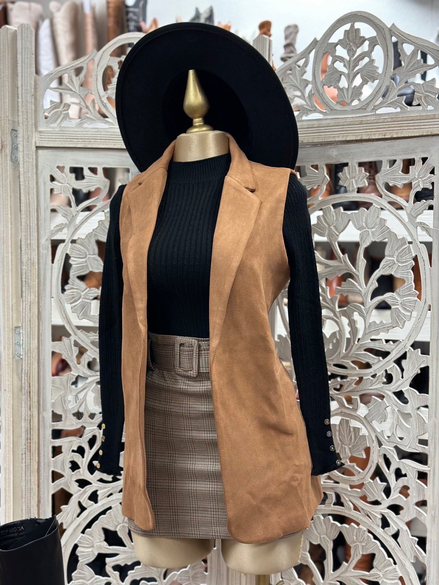 Suede Brown Blazer Vest