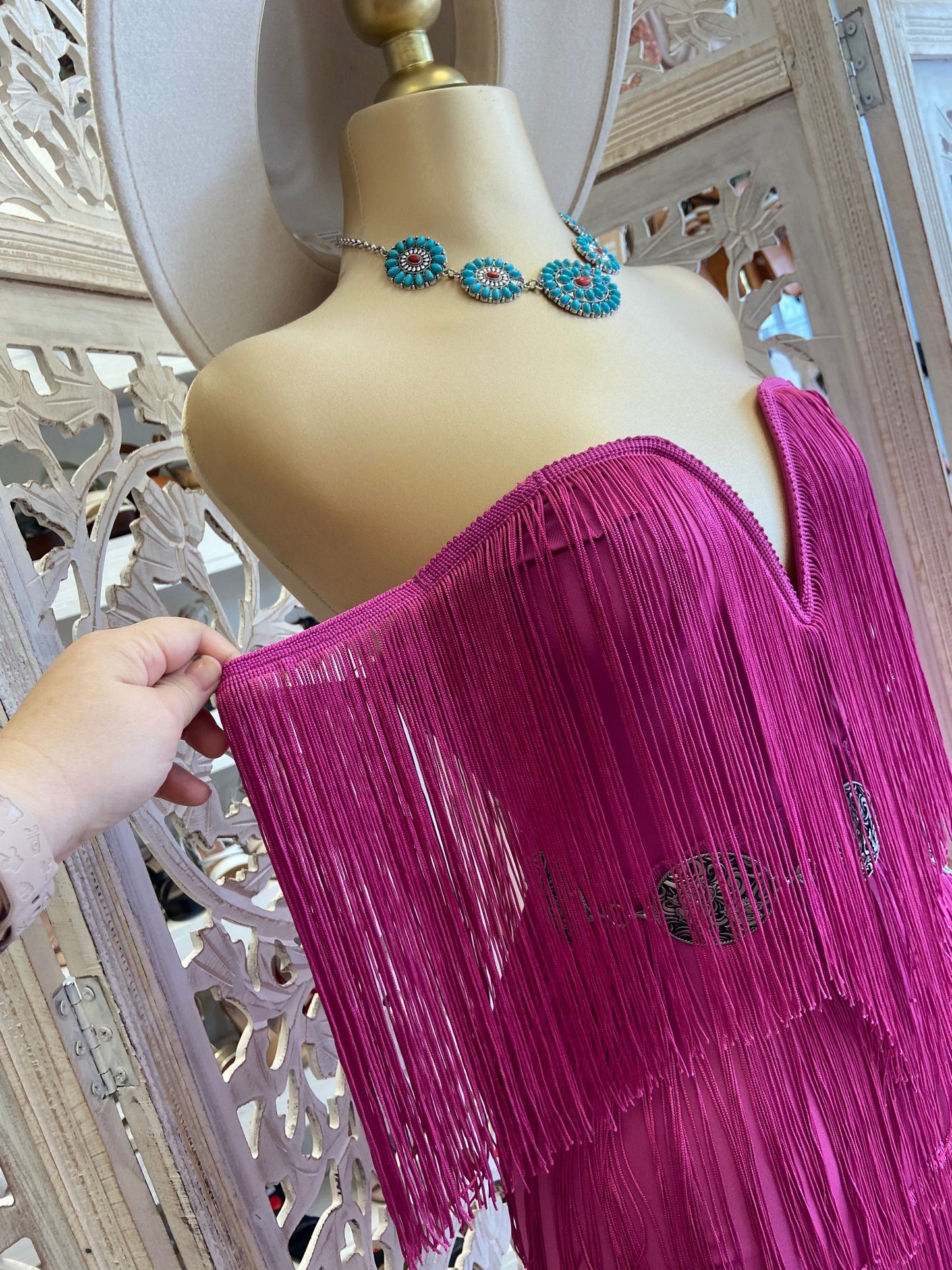 Magenta Fringe Dress