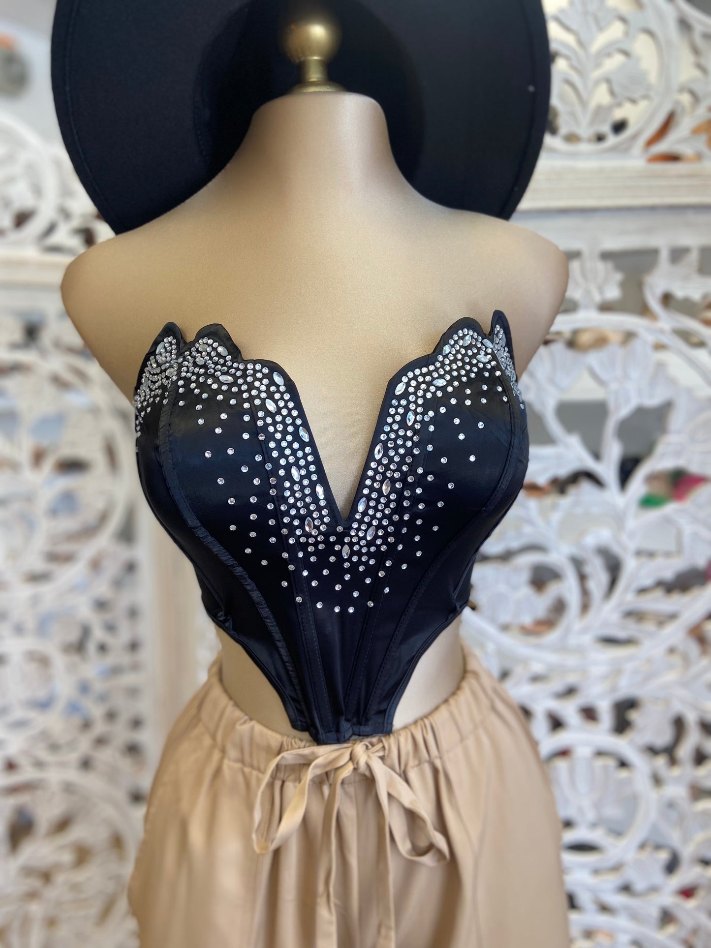 Black Rhinestone Corset