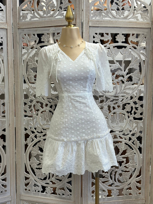 Eyelet Short Sleeve Dress- Not Stretchy