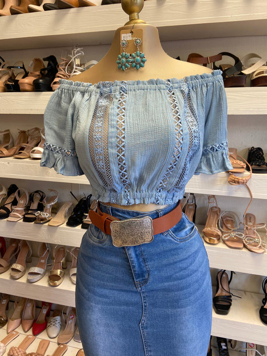 Blue Lace Detail Top