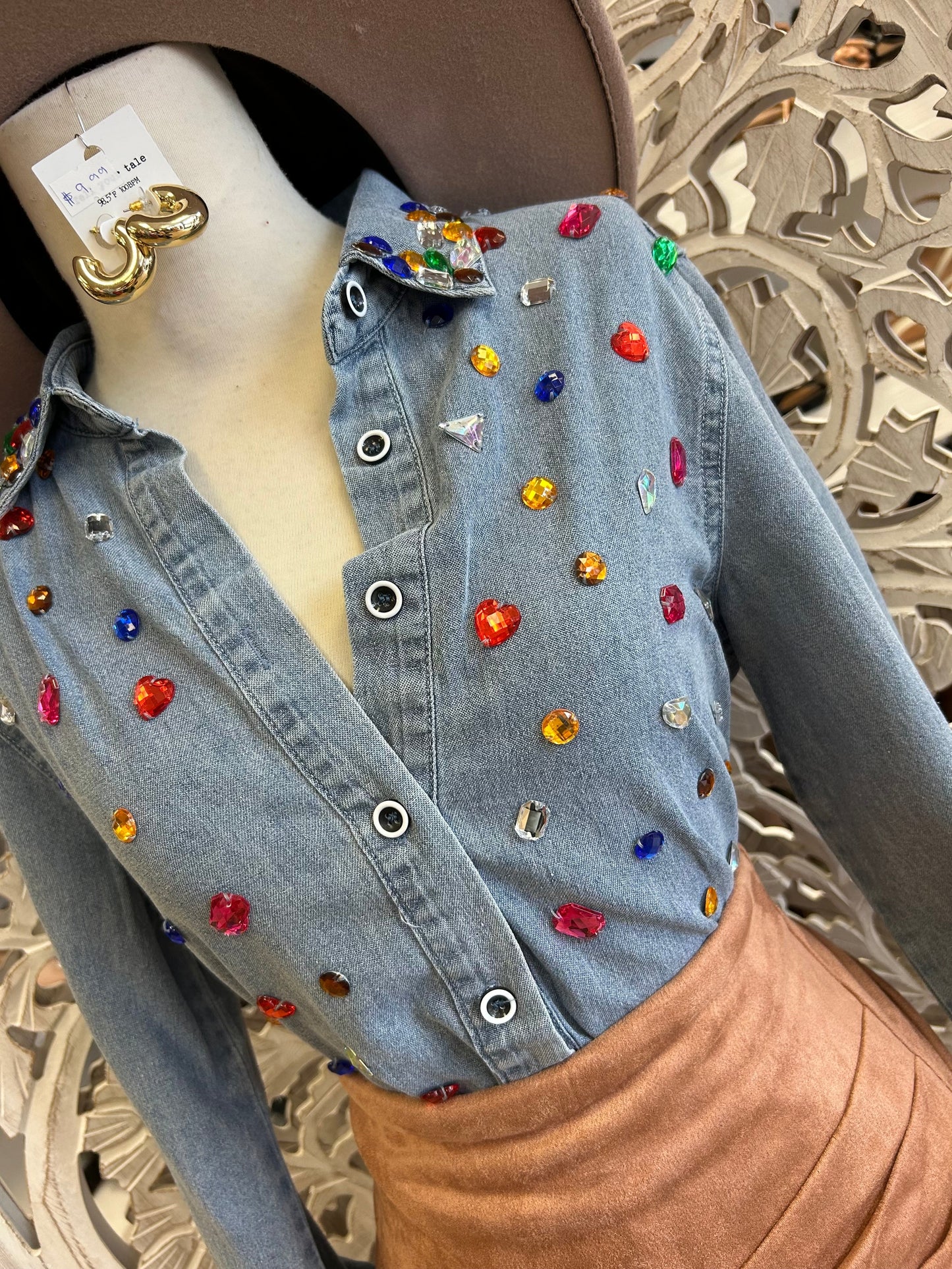 Diamond Denim Blouse