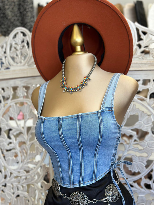 Denim Corset Top- Stretchy