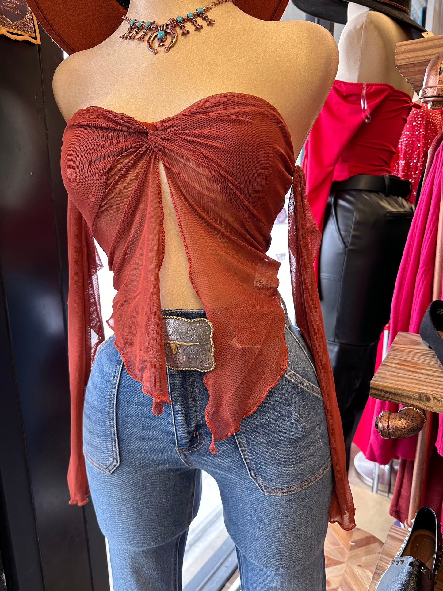 Ribbon Split Blouse