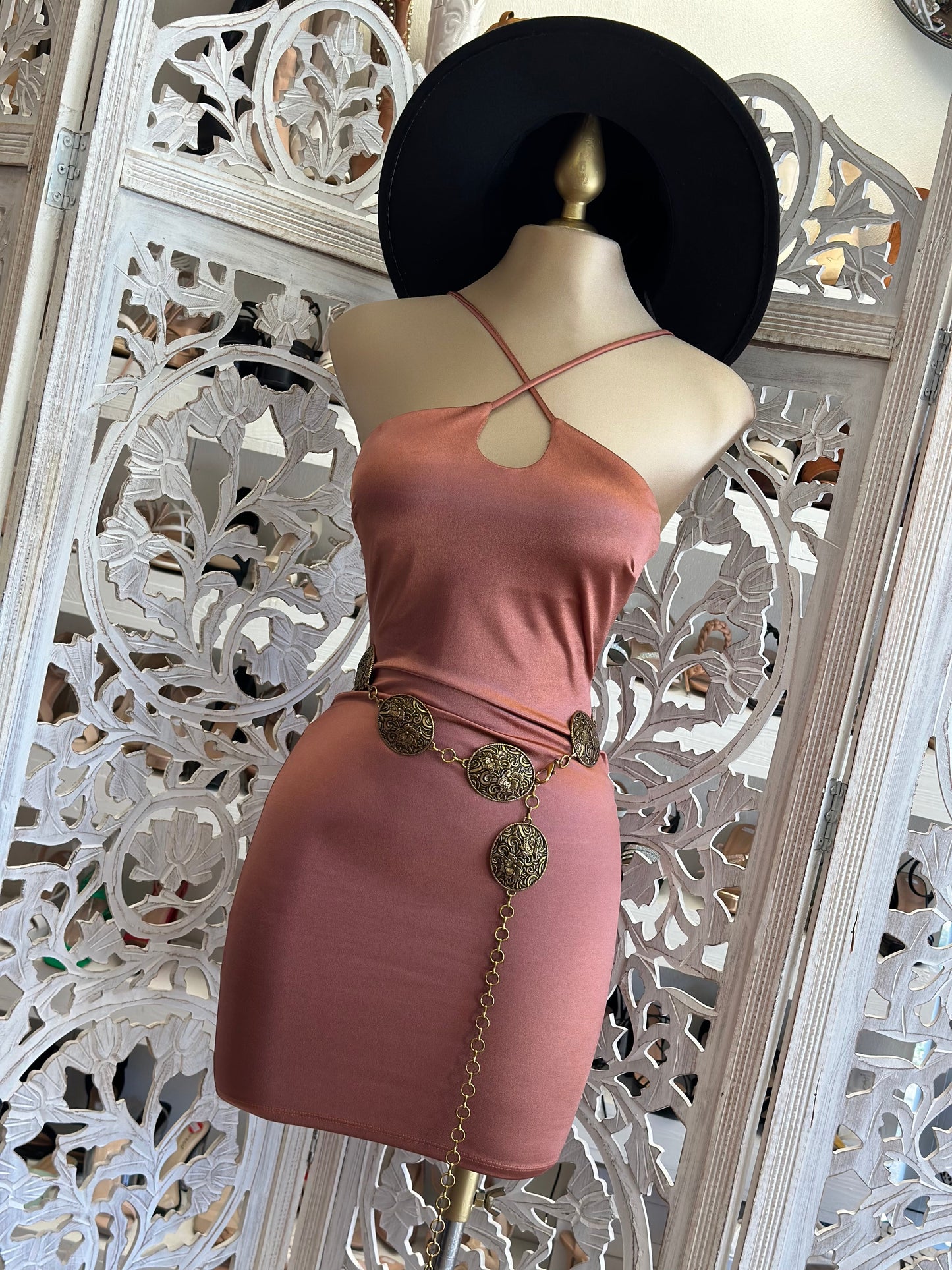 Rose Crossed Keyhole Dress