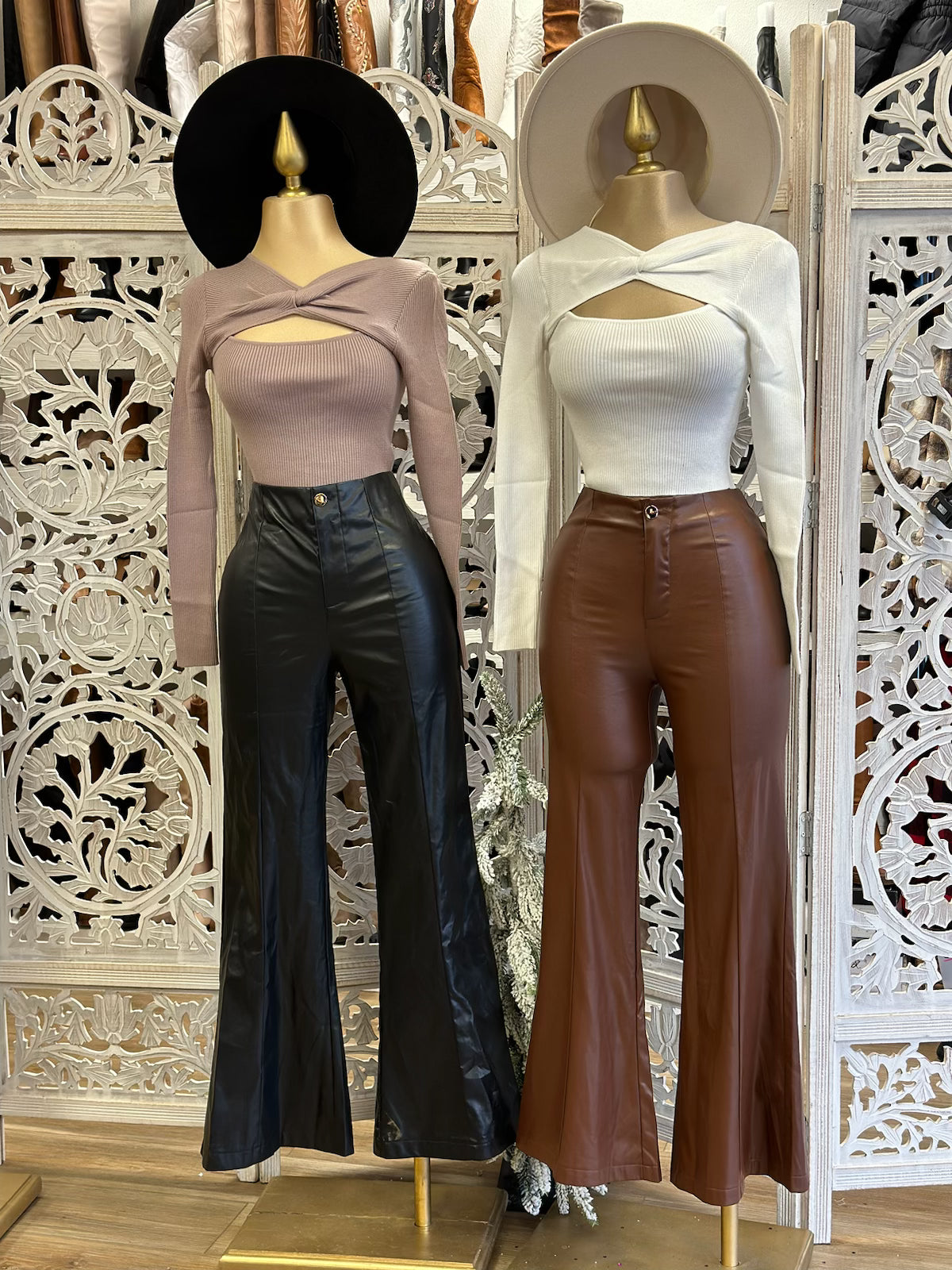 Faux Leather Flare Pants