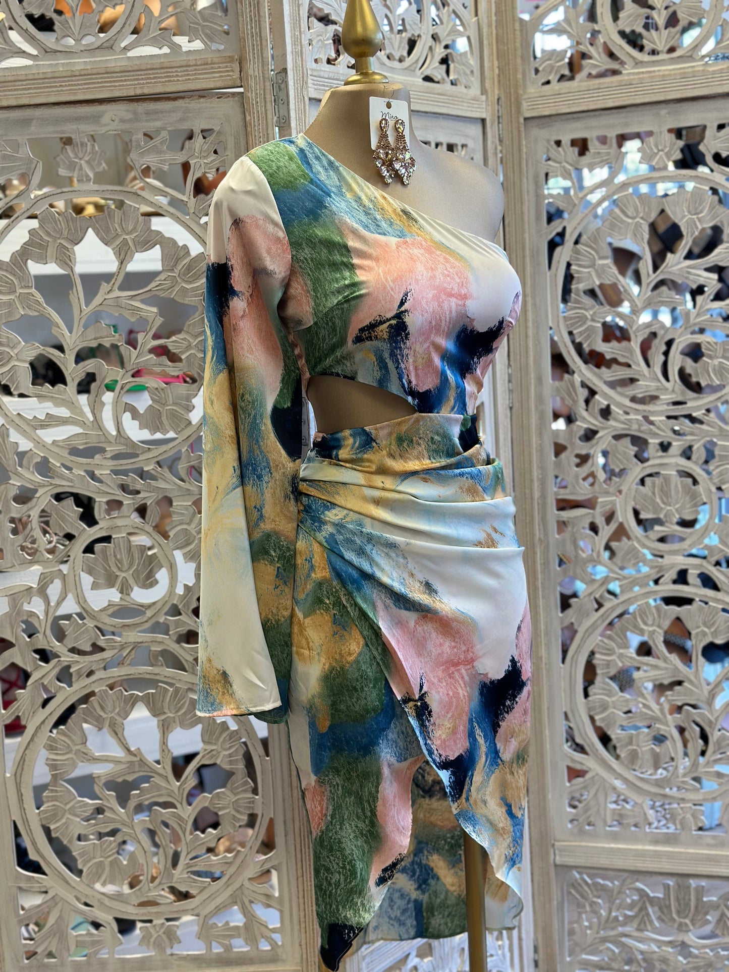 One Sleeve Tie Dye Dress