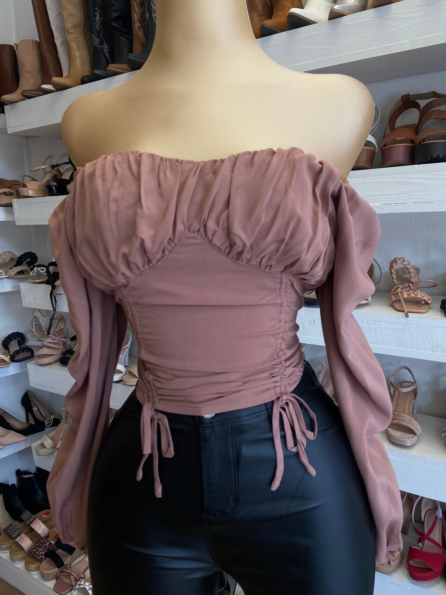 Mocha Ruched Blouse