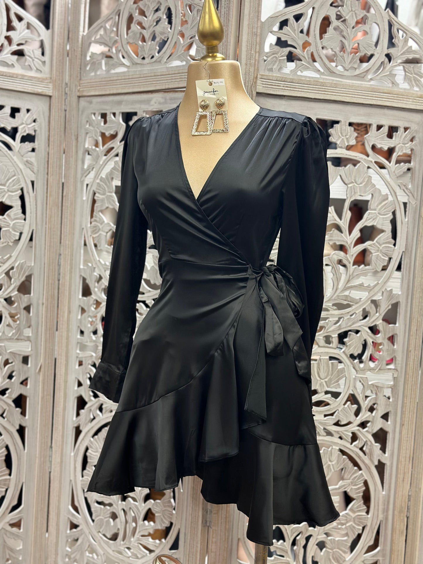 Black Silky Wrapped Dress