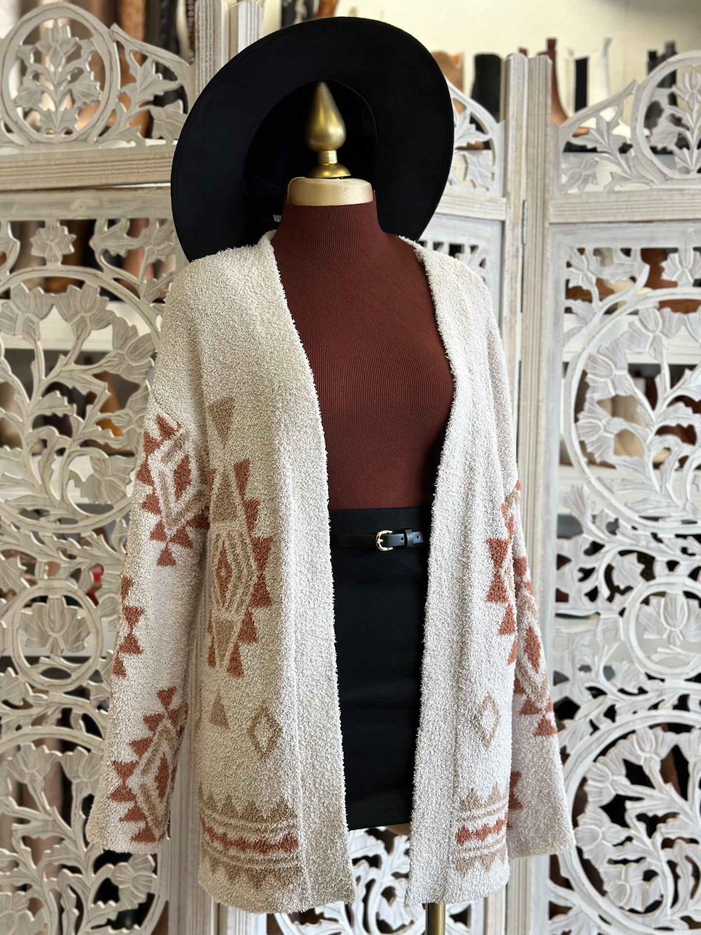 Fuzzy Print Cardigan