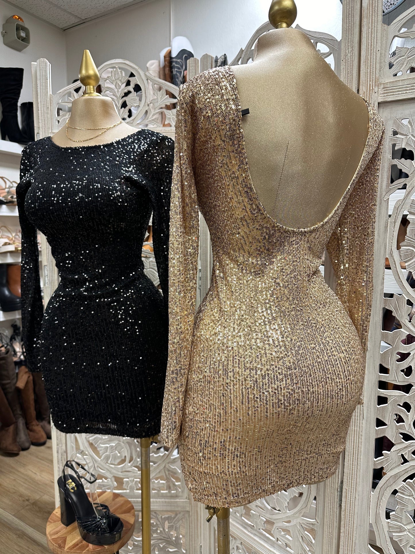 Scoop Back Sequin Mini Dress