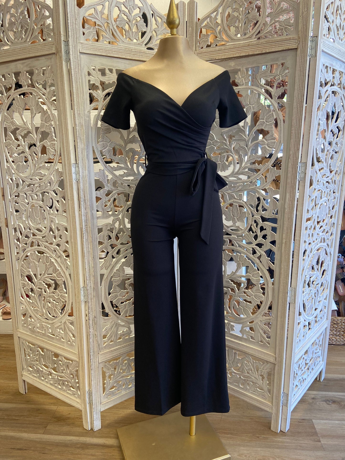 Black Cross Front Tied Jumpsuit