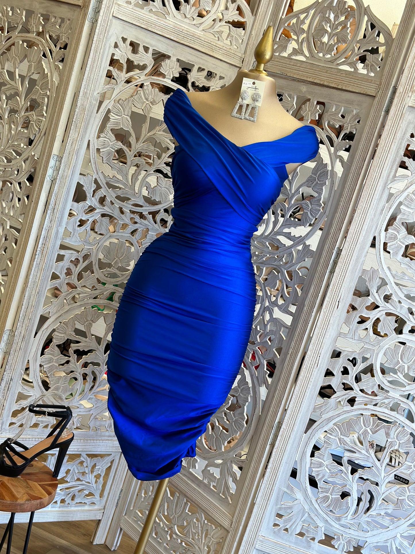 Royal Blue Wrapped Scrunched Dress