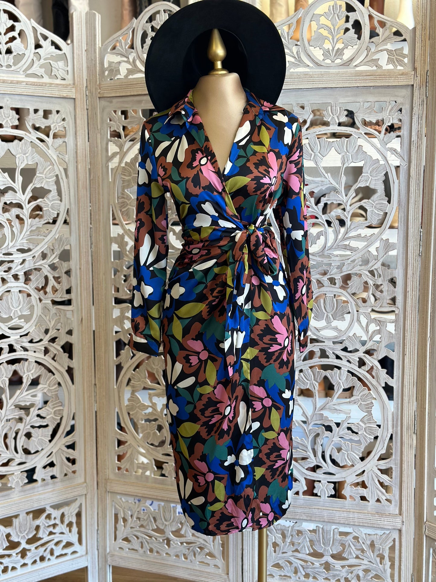 Wrapped Multi Color Floral Dress- Not Stretchy