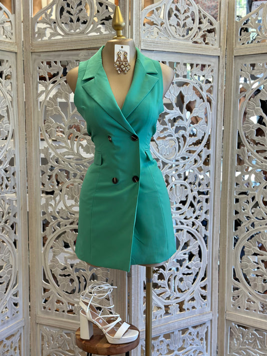 Hunter Green Sleeveless Coat Dress