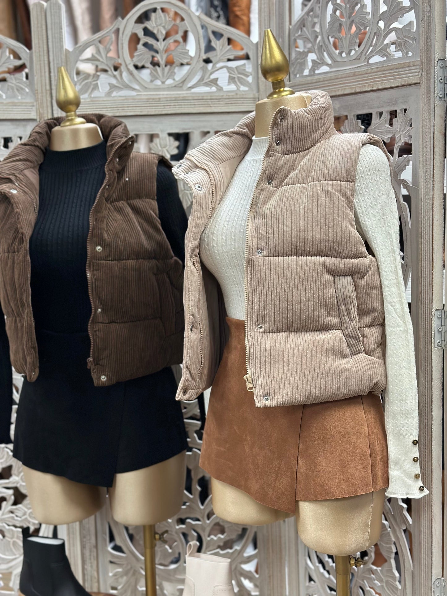 Corduroy Ribbed Puffer Vest