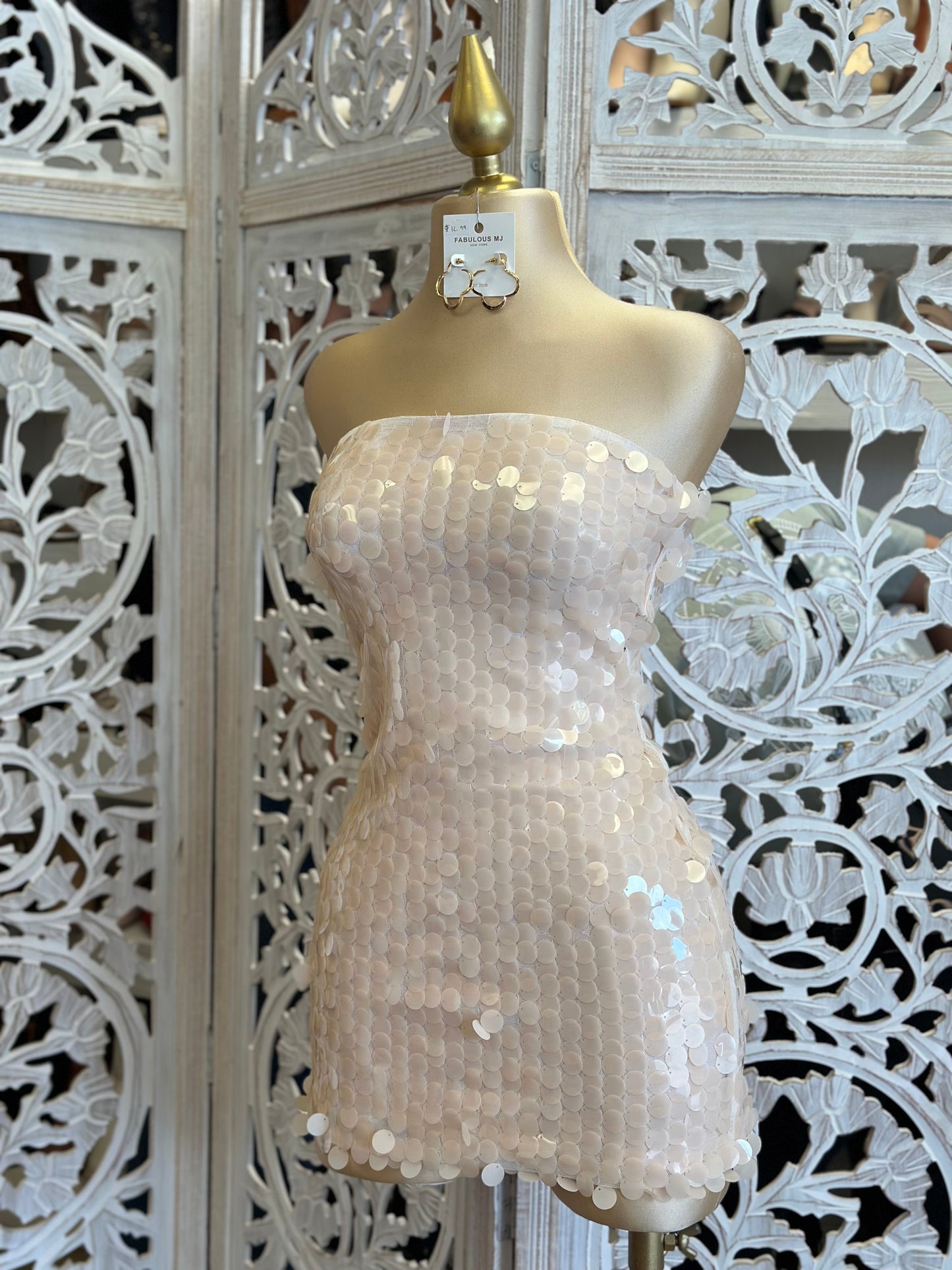 Sequin Strapless Mini Dress- Not Stretchy