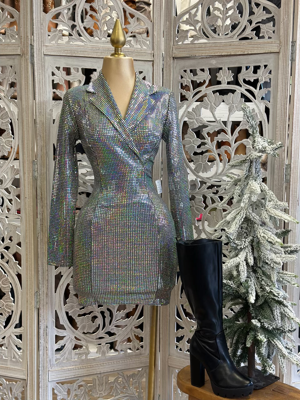 Holographic Blazer Dress