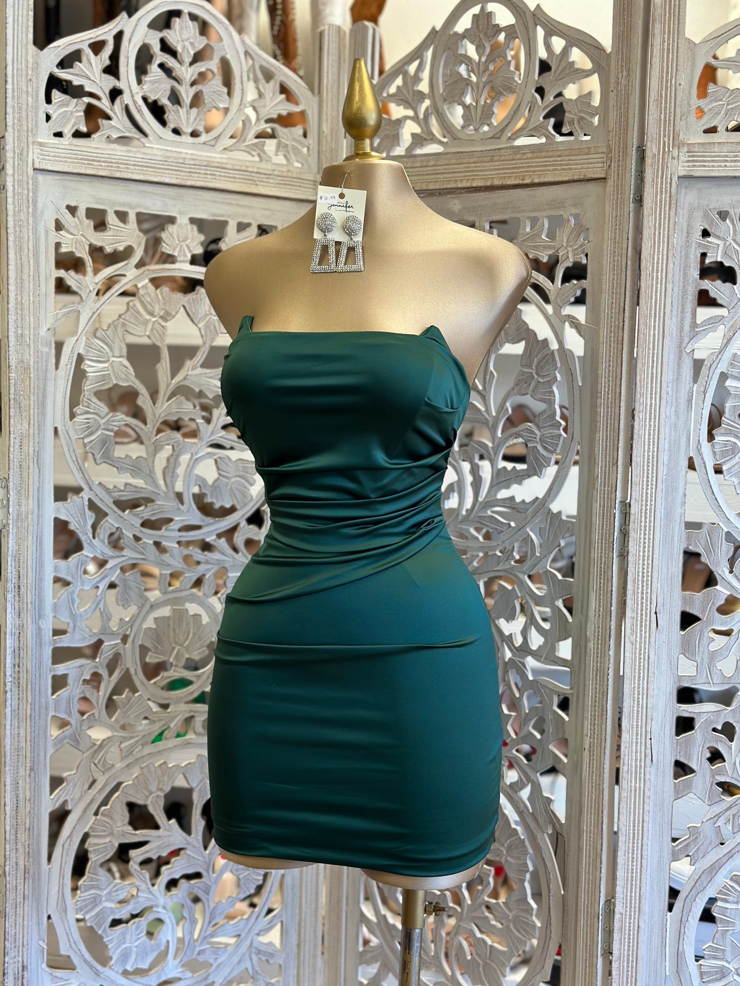 Forest Green Satin Mini Dress