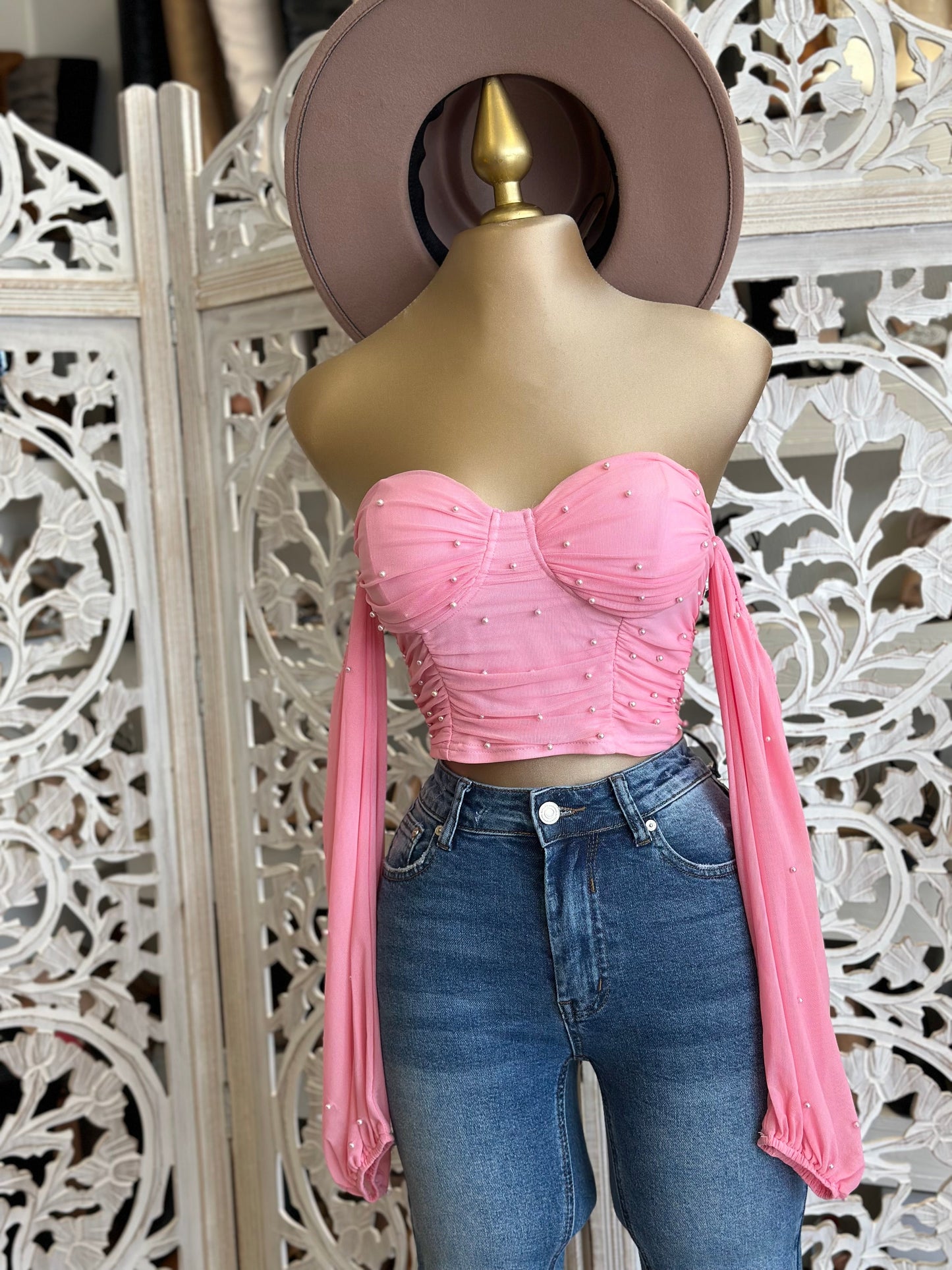 Cotton Pink Pearl Blouse