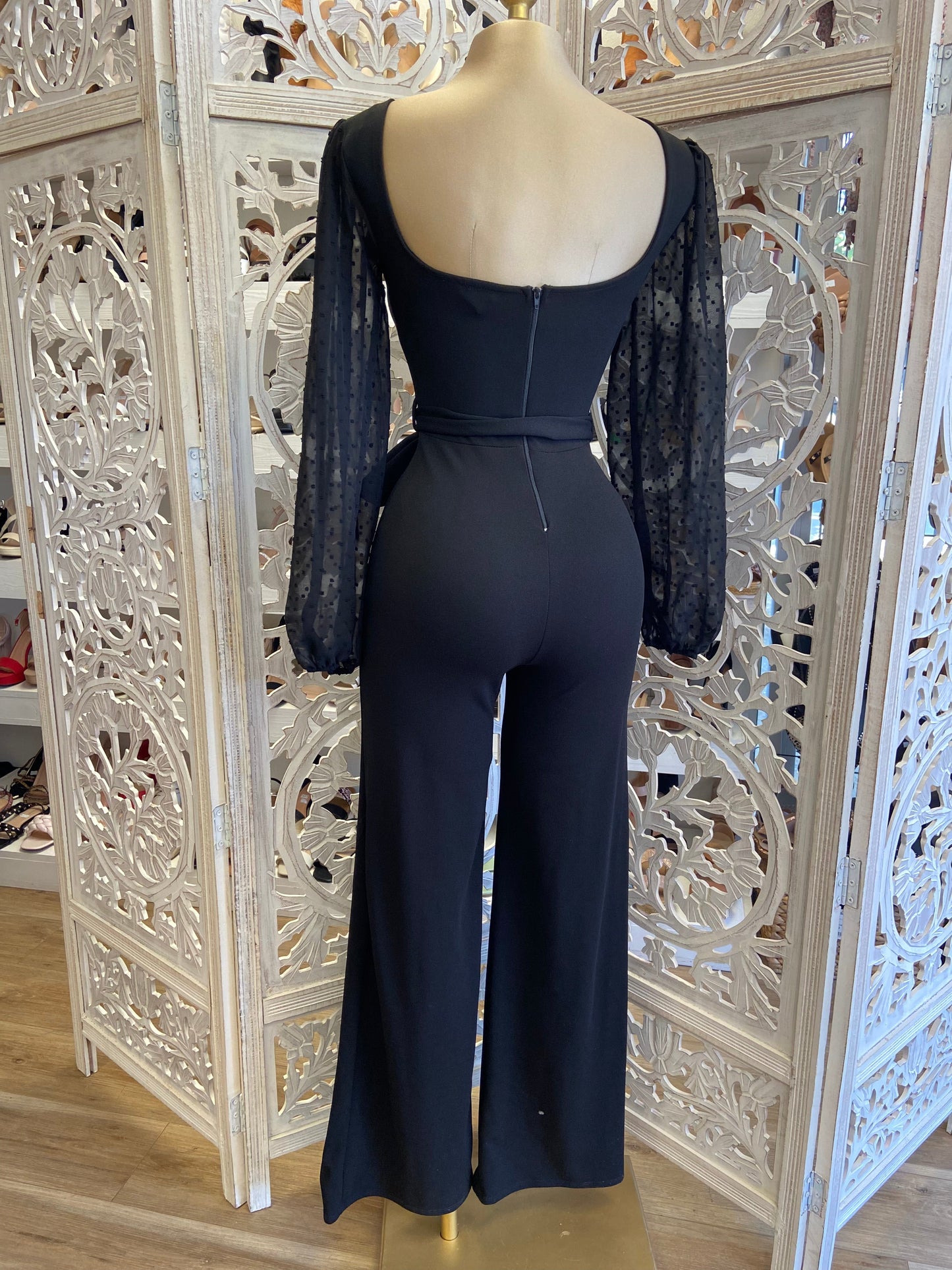 Black Lace Sleeve Jumpsuit