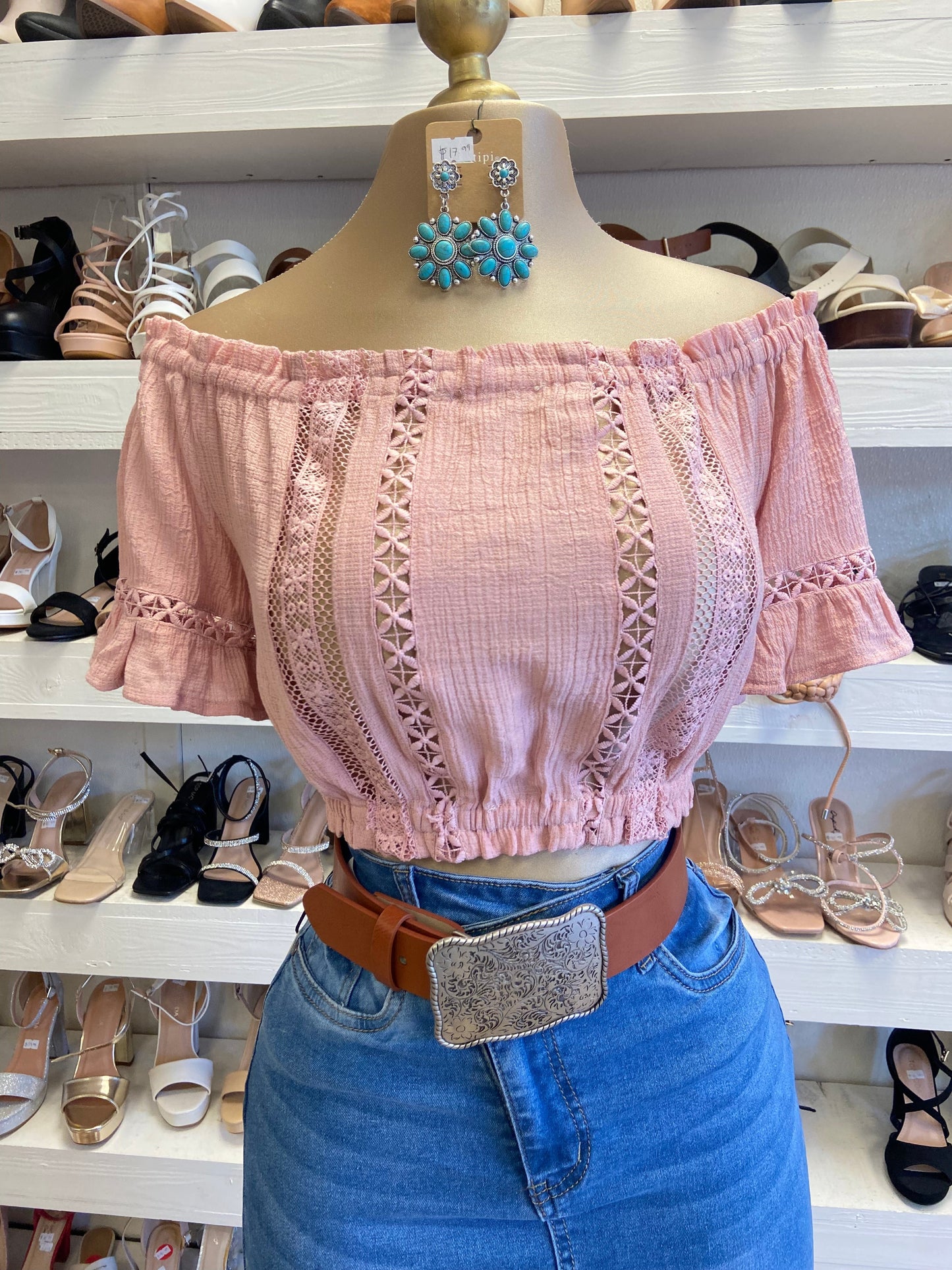 Pink Mauve Lace Detail Top