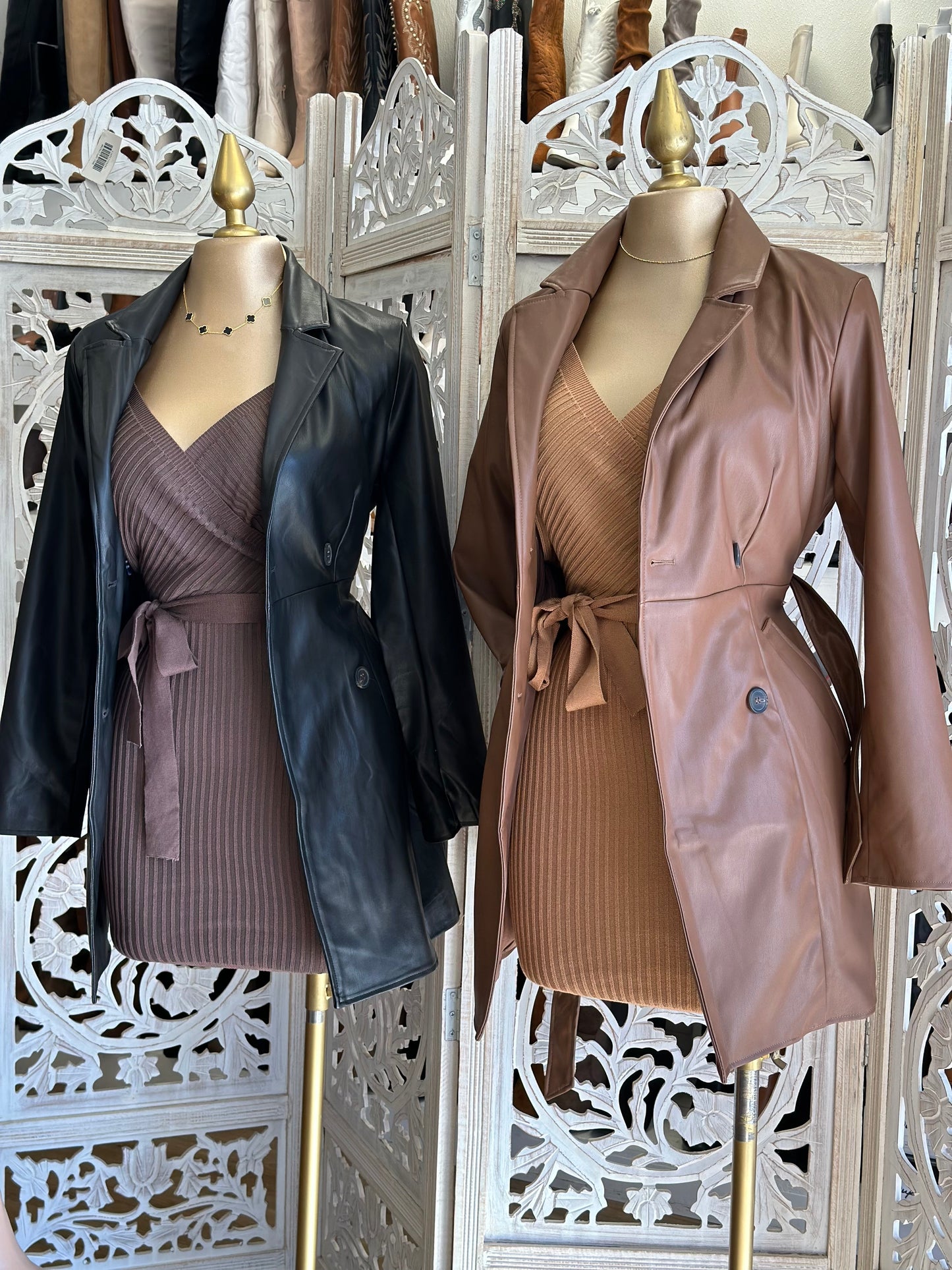 Faux Leather Trench Coath