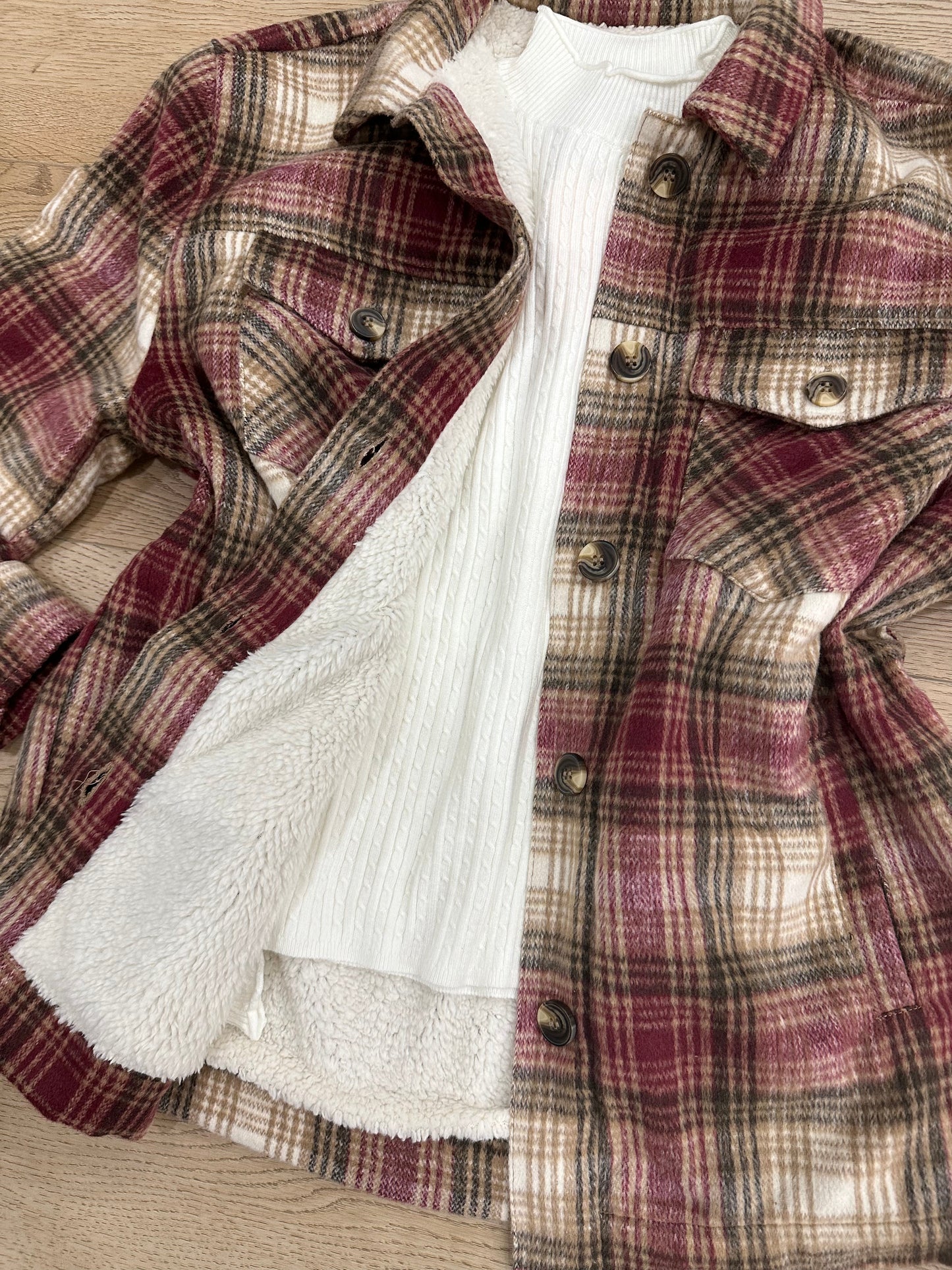 Brown Plaid Fleece Jacket