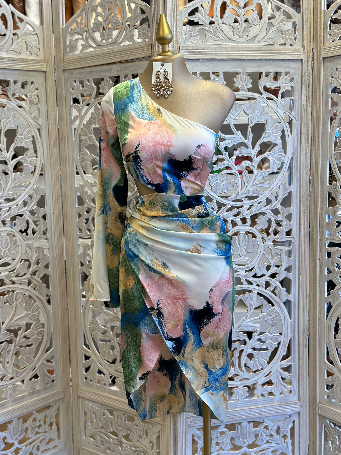 One Sleeve Tie Dye Dress