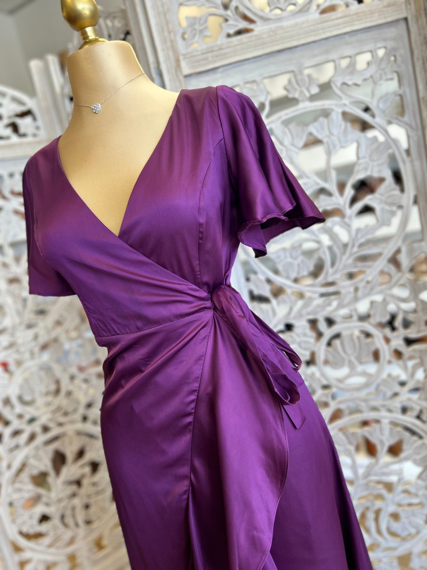 Midnight Purple Ruffle Wrapped Maxi Dress - Not Stretchy