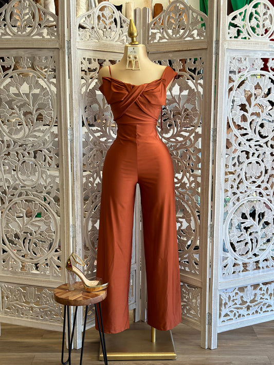 Brick Bow Front Jumpsuit