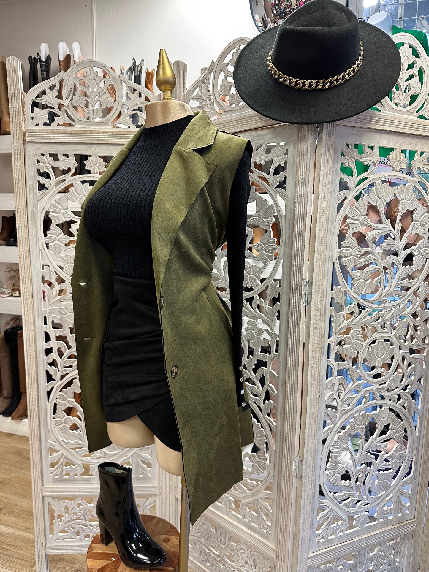 Suede Olive Green  Vest