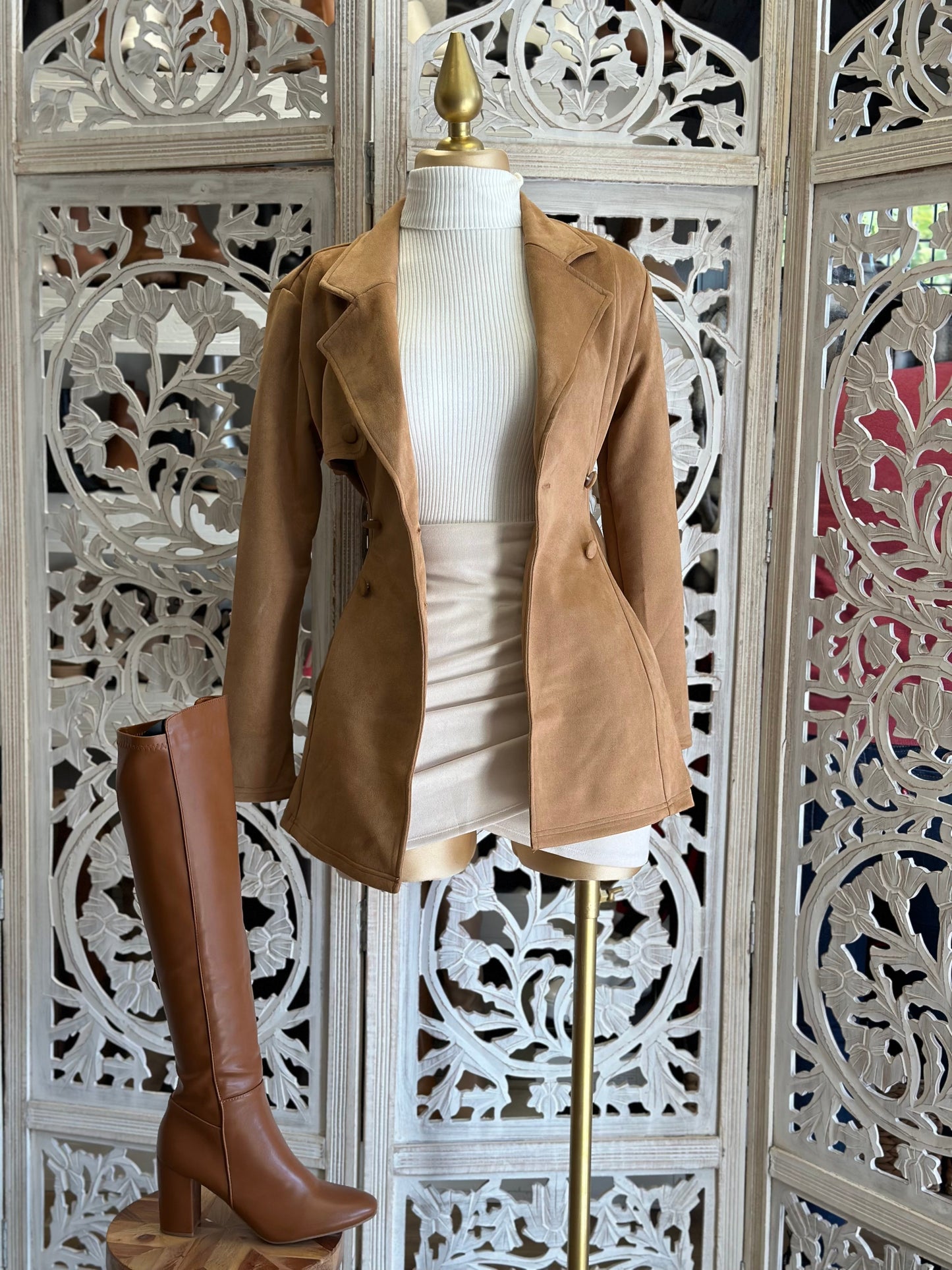 Suede Brown Button Coat