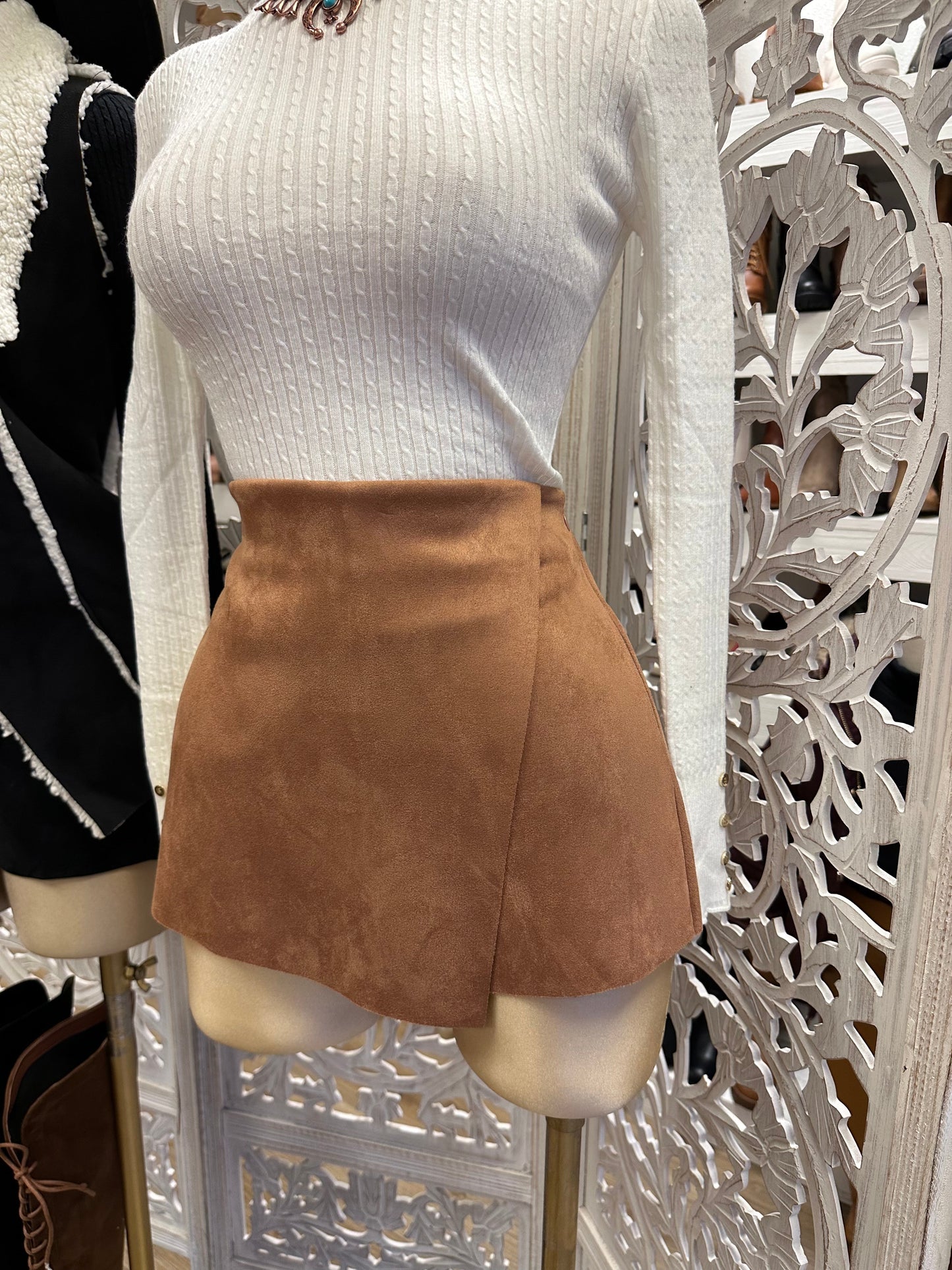 Suede Brown Mini Skort