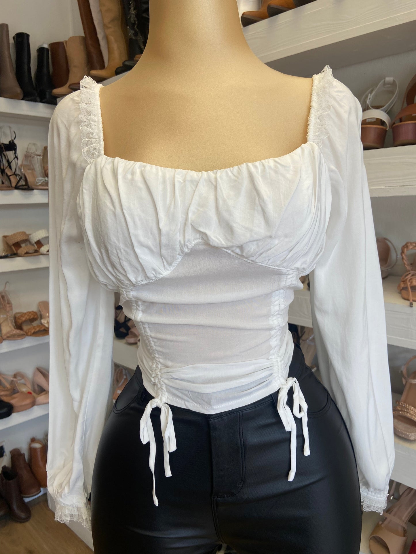 White Ruched Blouse