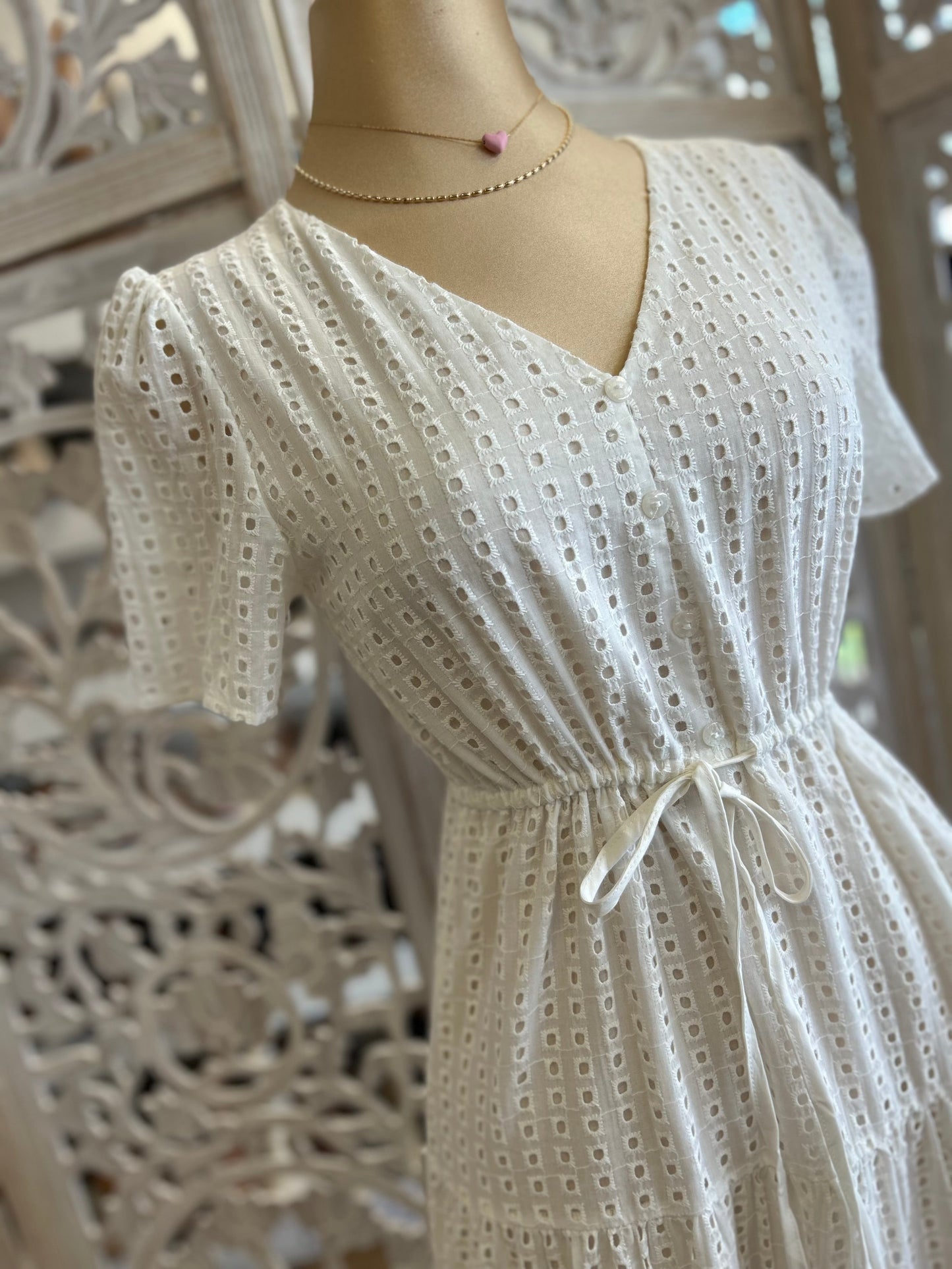 Eyelet Maxi Dress- Slightly Stretchy