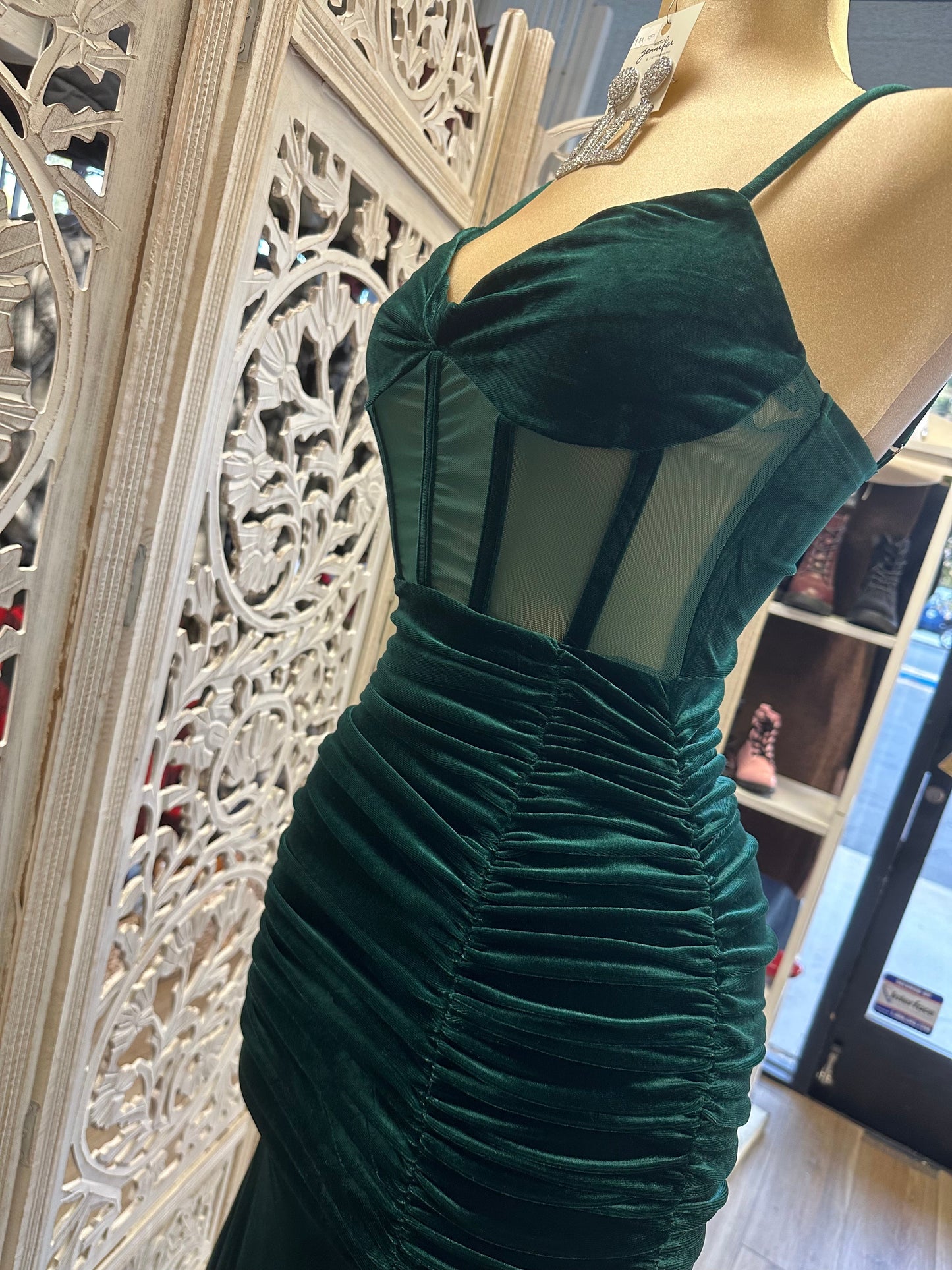 Green Velvet Corset Gown