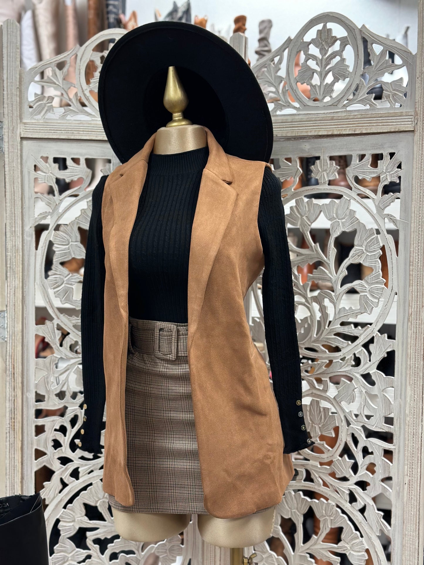 Suede Brown Blazer Vest