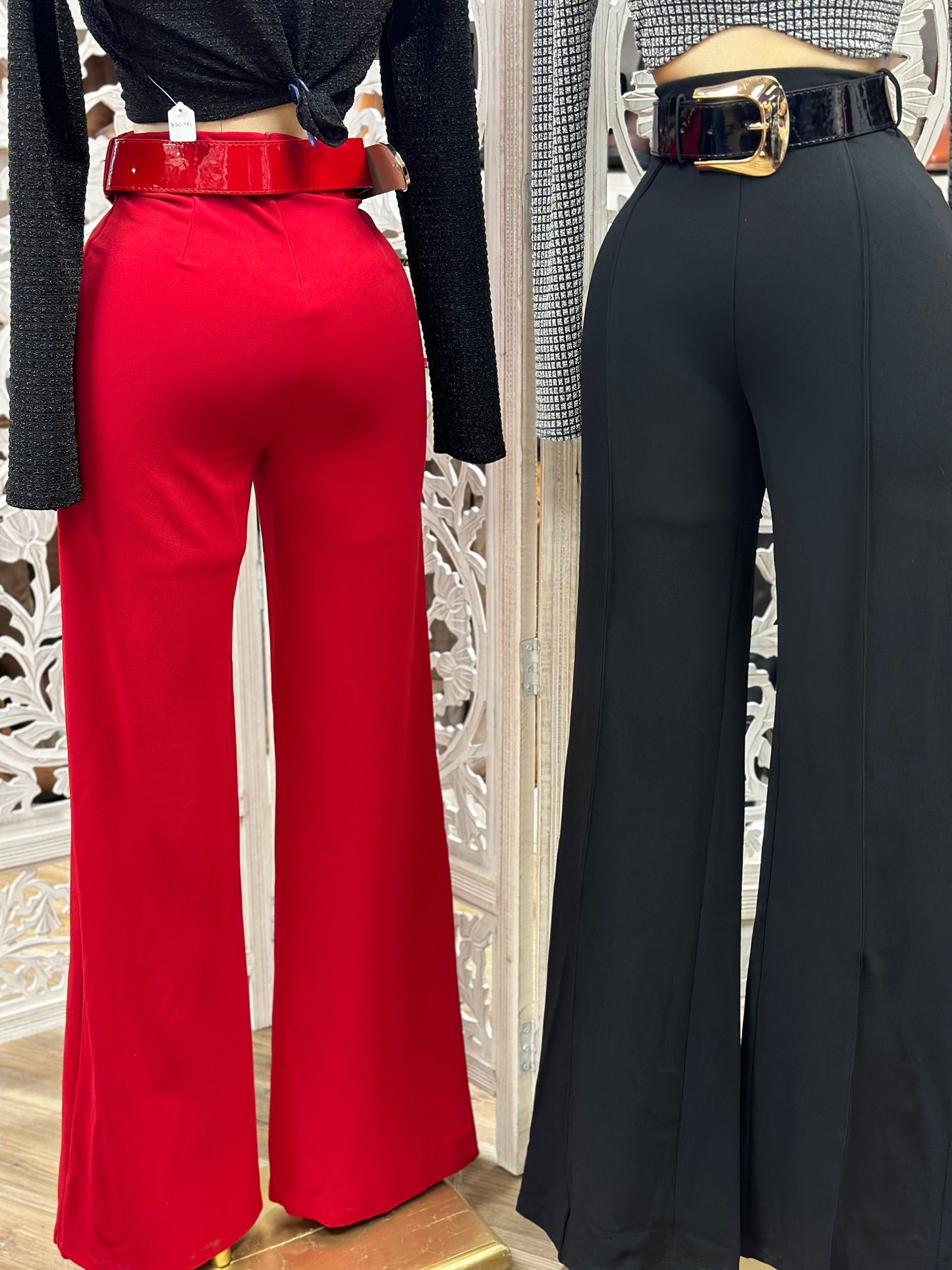 Wide Leg Belted Pants